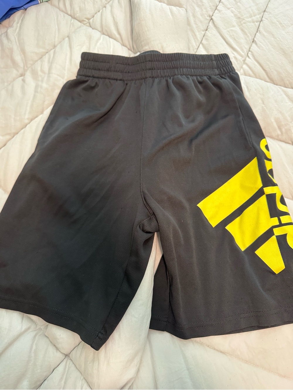 Kids Adidas Athletic Shorts with Yellow Graphic